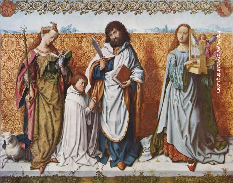 Saint Bartholomew with the Angels Agnes and Cecilia